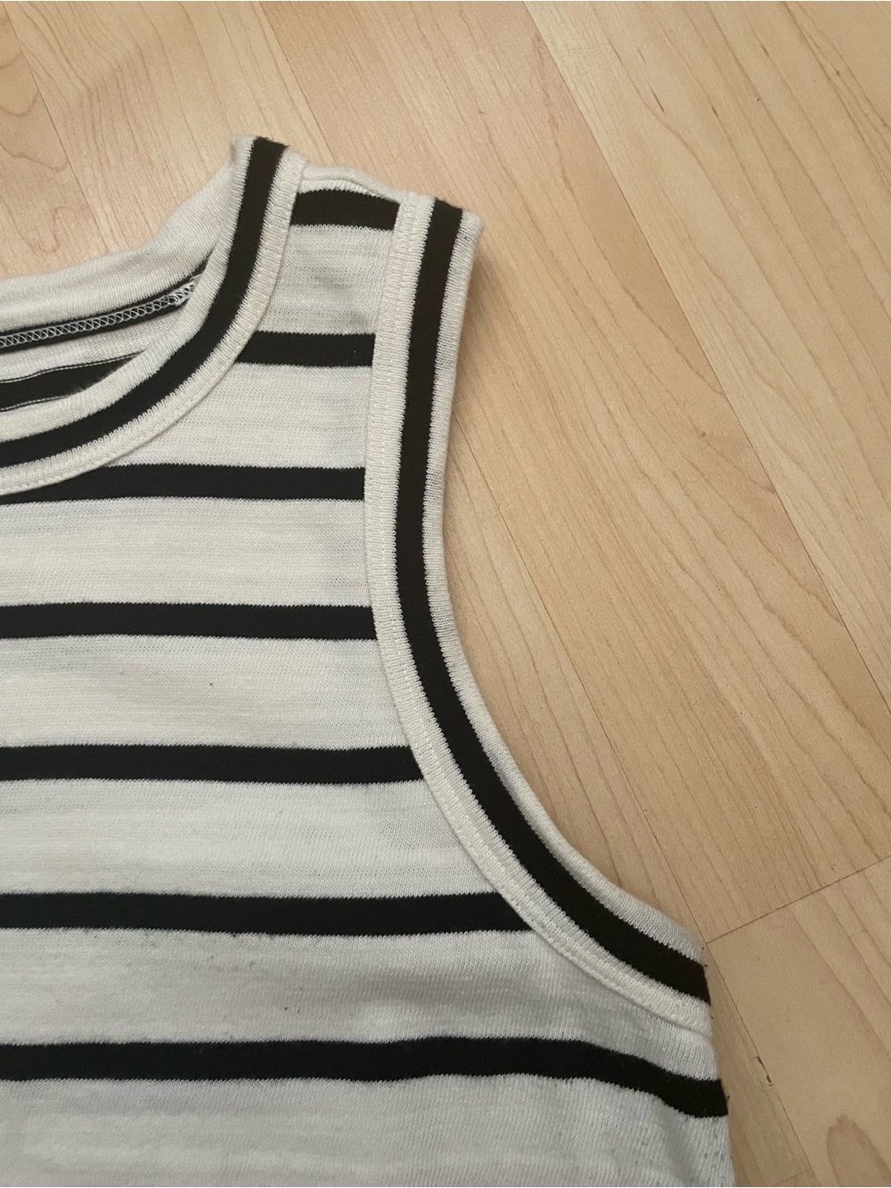 LOFT White and Black Striped 100% Cotton Knit Tank Top - Picture 2 of 6